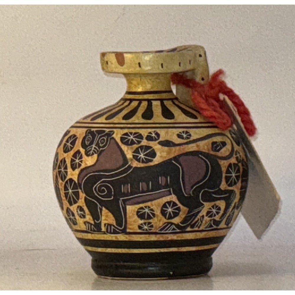 Hand Painted Ceramic Replica Of Arivalos 560 BC Ancient Greek Corinthian 4" X 4"